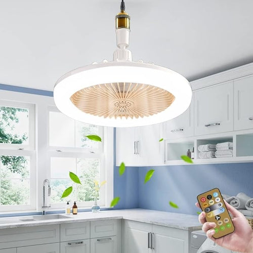 Ventilador de Techo 2 en 1 con Lámpara LED – Instalación Instant como Bombilla, con Mando