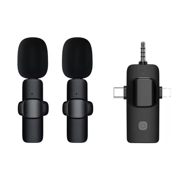 Micrófono de Solapa Inalámbrico 3 en 1 – USB-C, Lightning y Jack para Móvil