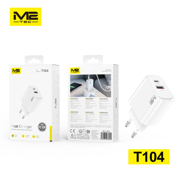 Cargador Doble USB-A + USB-C 20W – Carga Rápida para 2 Dispositivos a la Vez