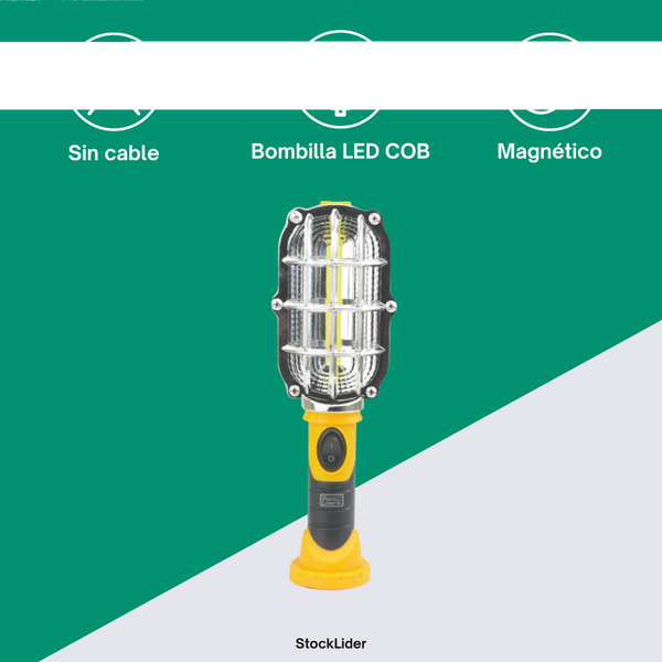 Lámpara de Trabajo LED COB con Base Magnética y Gancho – Manos Libres para el Taller