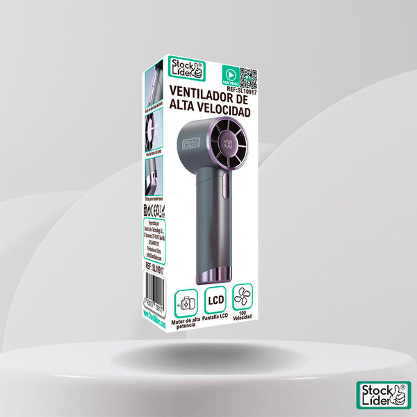 Mini Ventilador Portátil de Alta Velocidad – 100 Velocidades, Pantalla LCD y 16h Batería