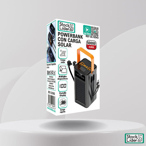 Powerbank Solar 50.000 mAh – Carga 7 Dispositivos con Panel Solar y Linterna LED